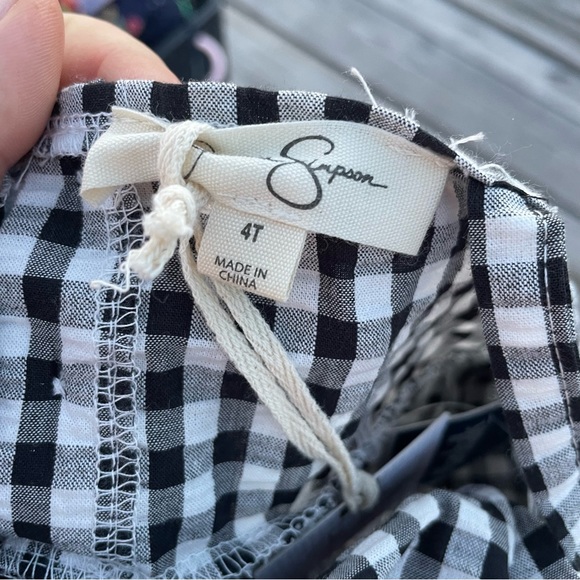Jessica Simpson Black White Check Checkerboard Ruffled Dress Romper 4T NWT New - Picture 7 of 7